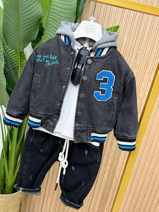 Jacket sporty denim three